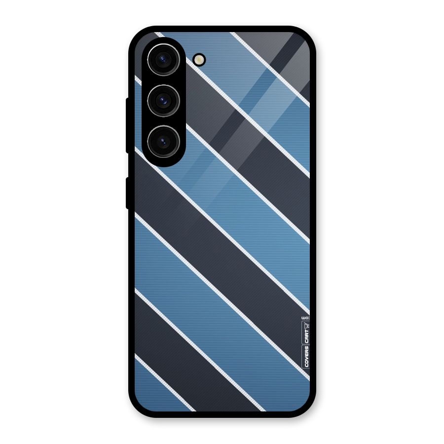 Blue Black Stripes Glass Back Case for Galaxy S23