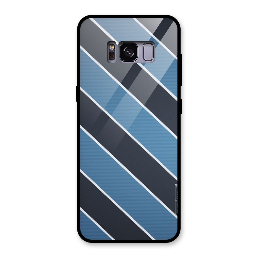 Blue Black Stripes Glass Back Case for Galaxy S8