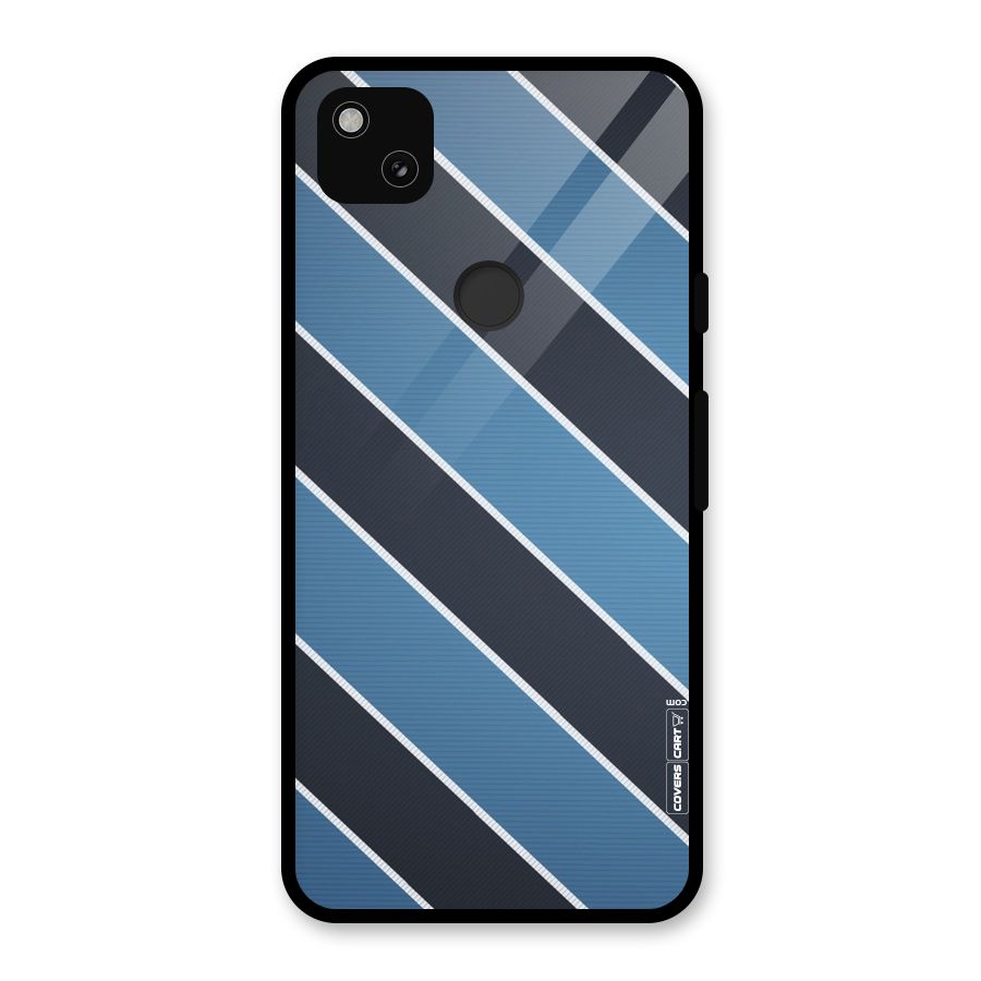 Blue Black Stripes Glass Back Case for Google Pixel 4a