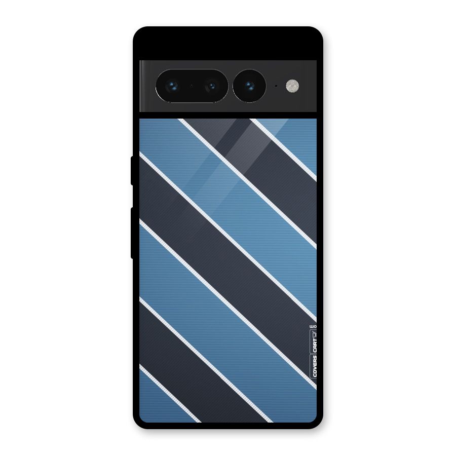 Blue Black Stripes Glass Back Case for Google Pixel 7 Pro