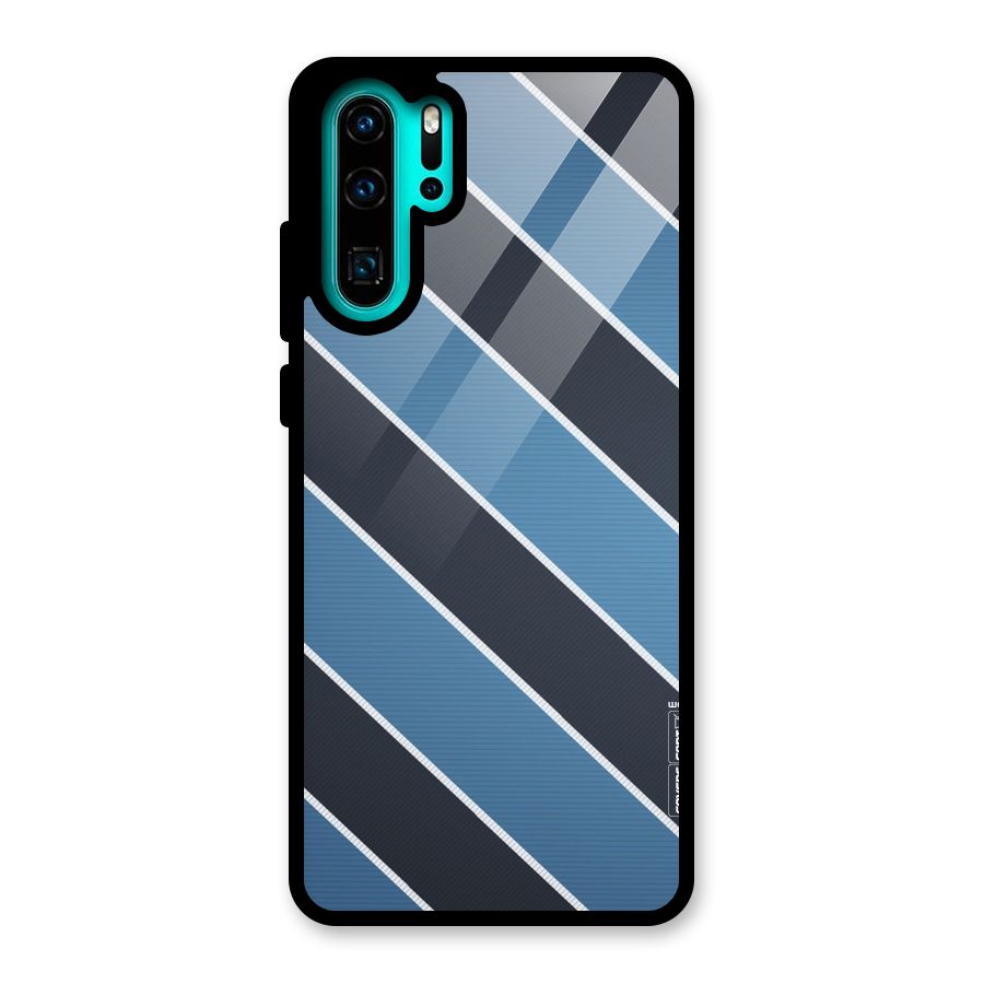 Blue Black Stripes Glass Back Case for Huawei P30 Pro