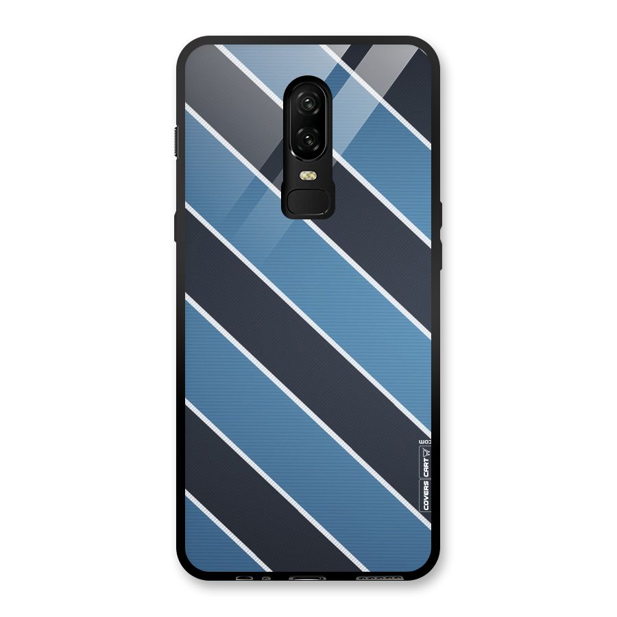 Blue Black Stripes Glass Back Case for OnePlus 6