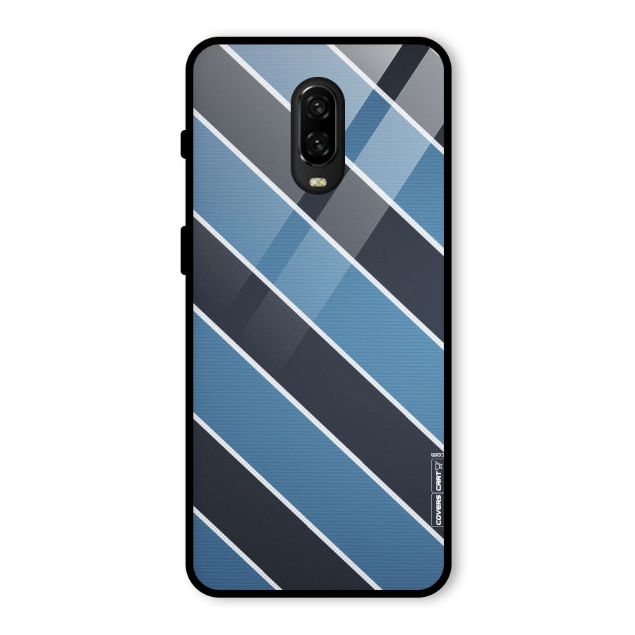 Blue Black Stripes Glass Back Case for OnePlus 6T