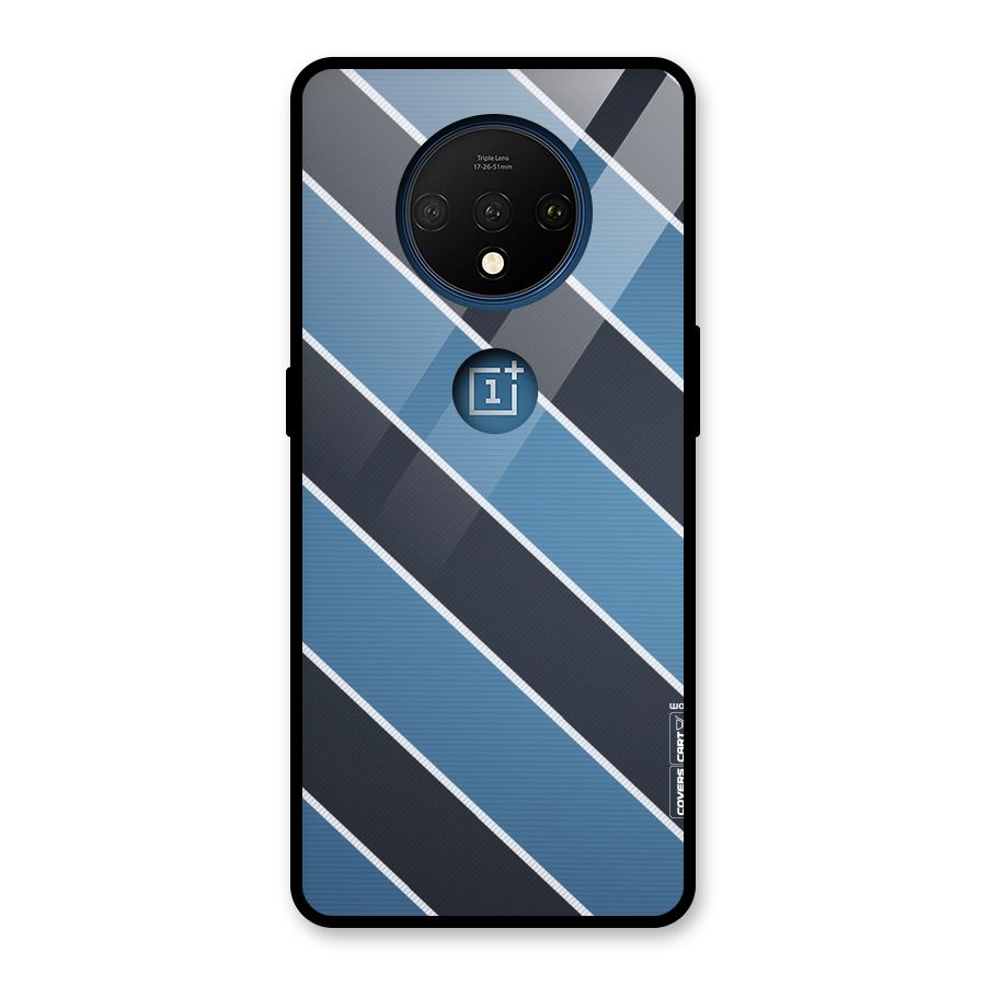 Blue Black Stripes Glass Back Case for OnePlus 7T