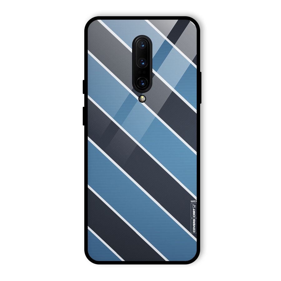 Blue Black Stripes Glass Back Case for OnePlus 7 Pro