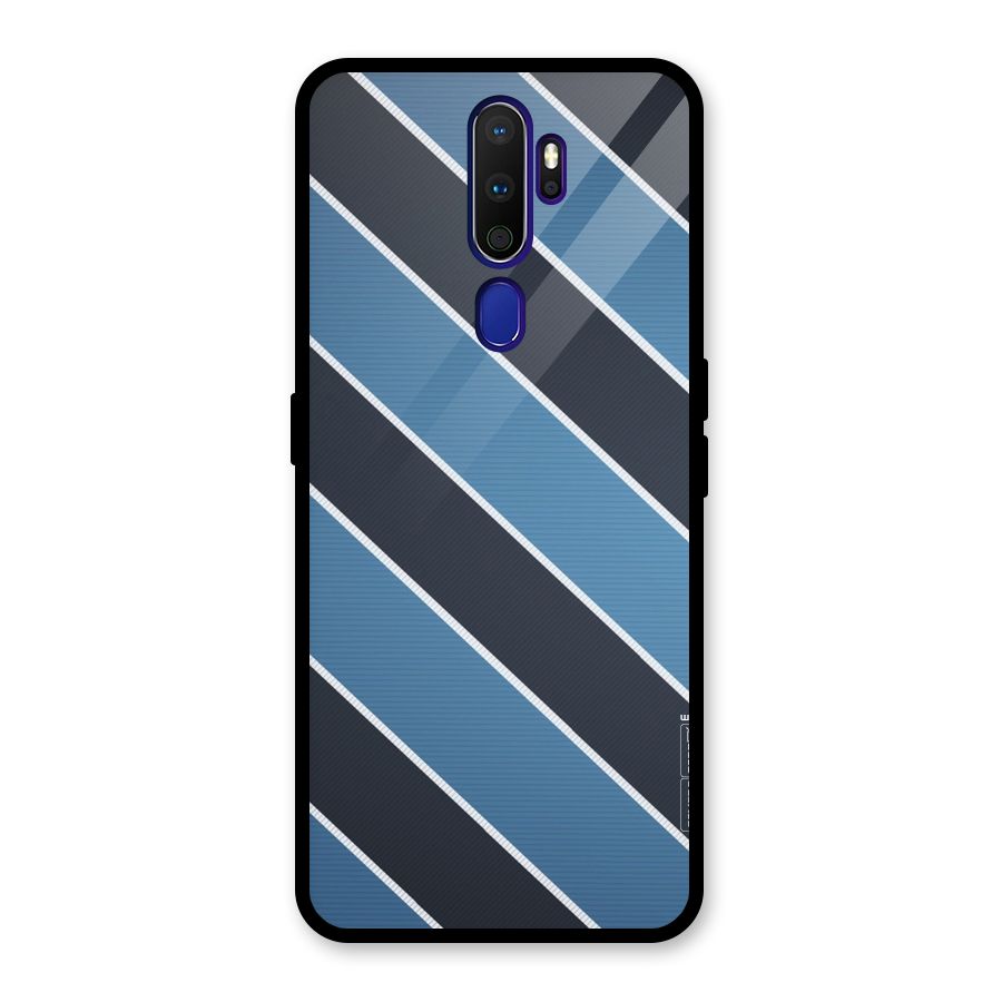 Blue Black Stripes Glass Back Case for Oppo A9 (2020)