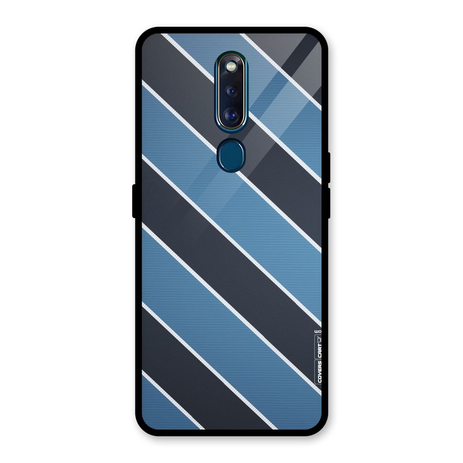 Blue Black Stripes Glass Back Case for Oppo F11 Pro