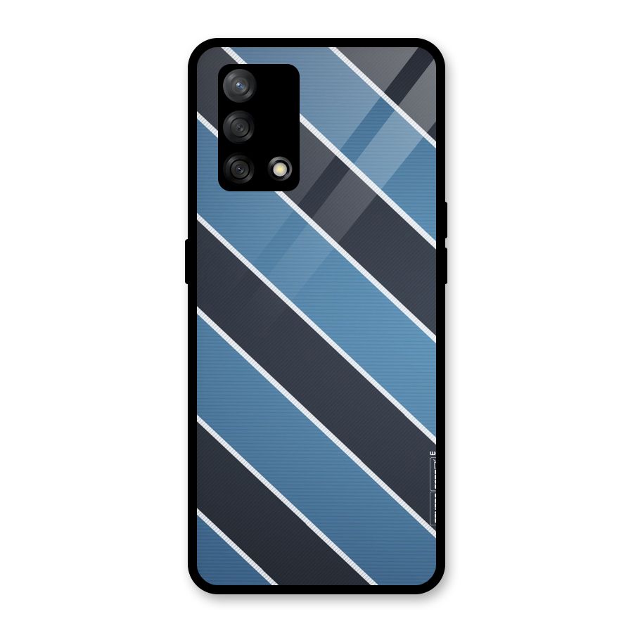 Blue Black Stripes Glass Back Case for Oppo F19