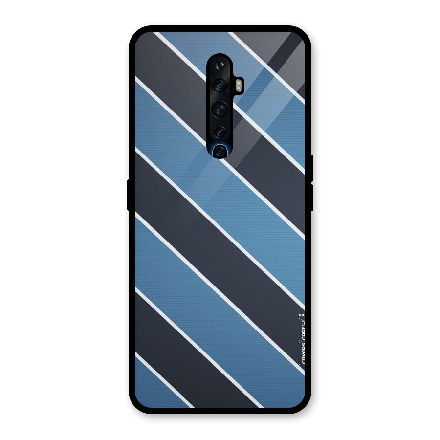 Blue Black Stripes Glass Back Case for Oppo Reno2 Z