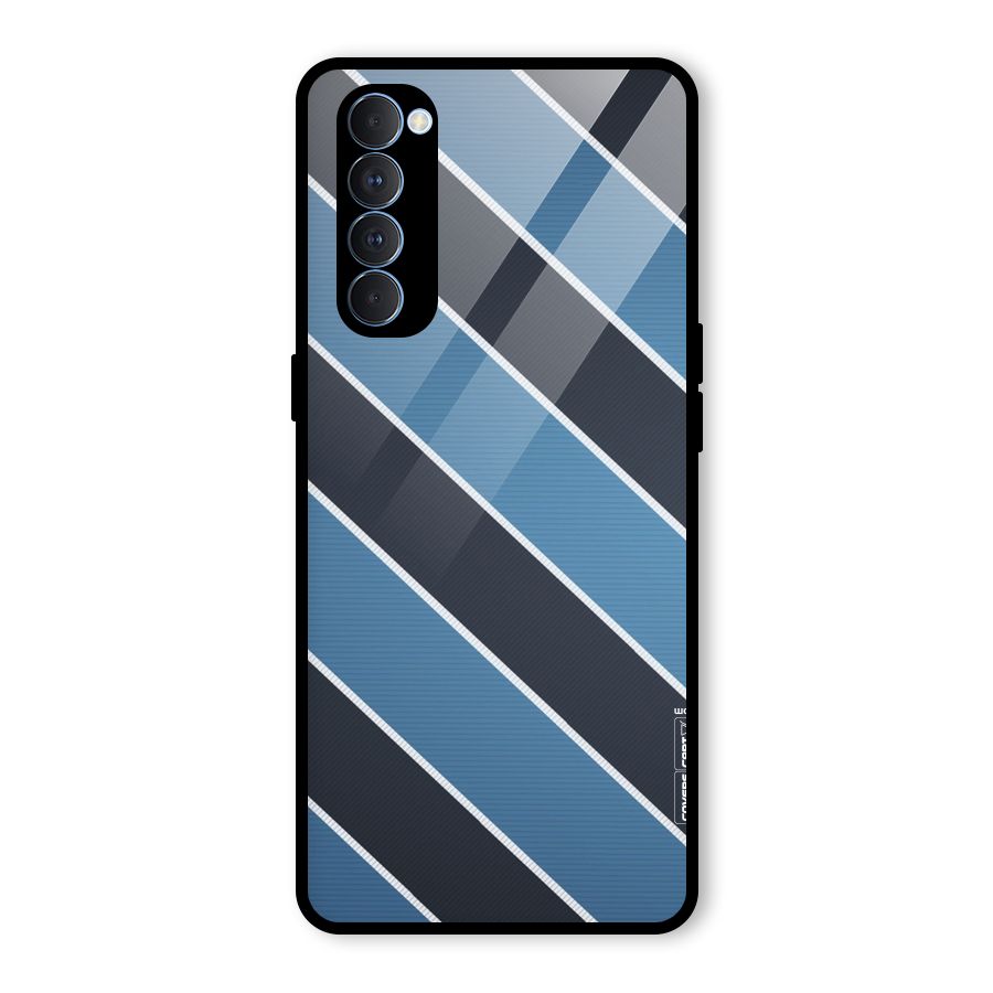 Blue Black Stripes Glass Back Case for Oppo Reno4 Pro