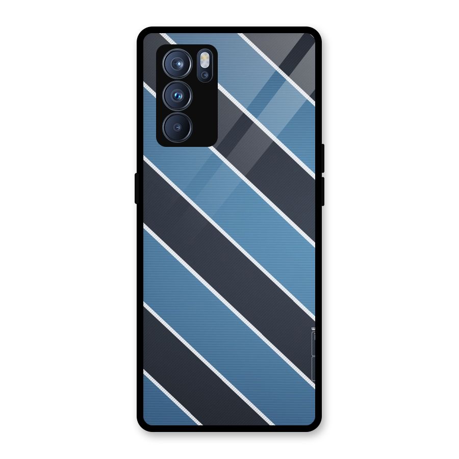 Blue Black Stripes Glass Back Case for Oppo Reno6 Pro 5G