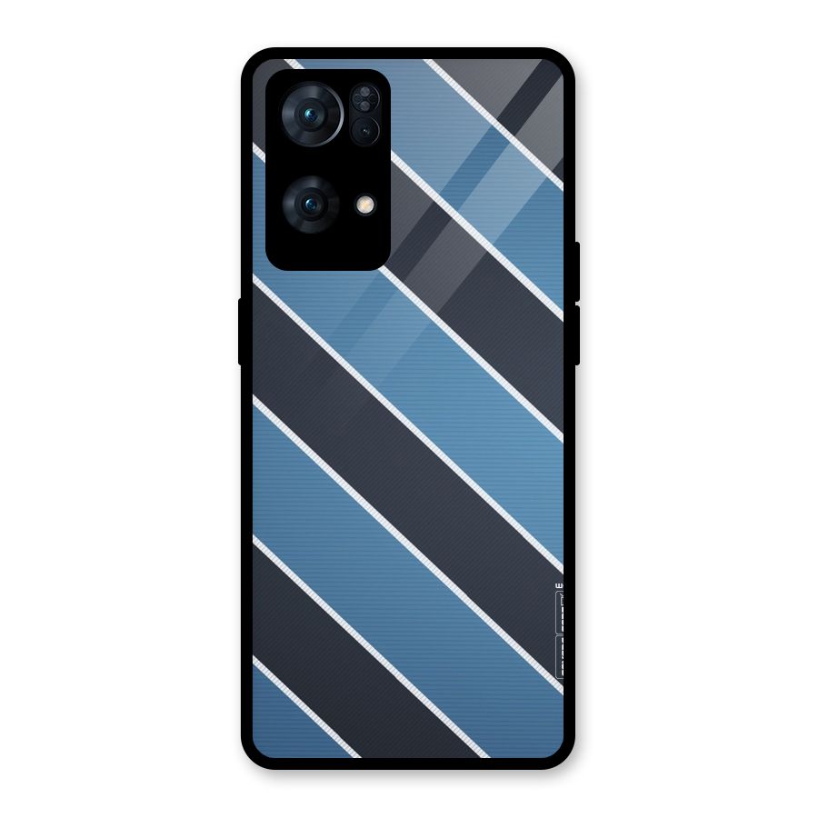 Blue Black Stripes Glass Back Case for Oppo Reno7 Pro 5G
