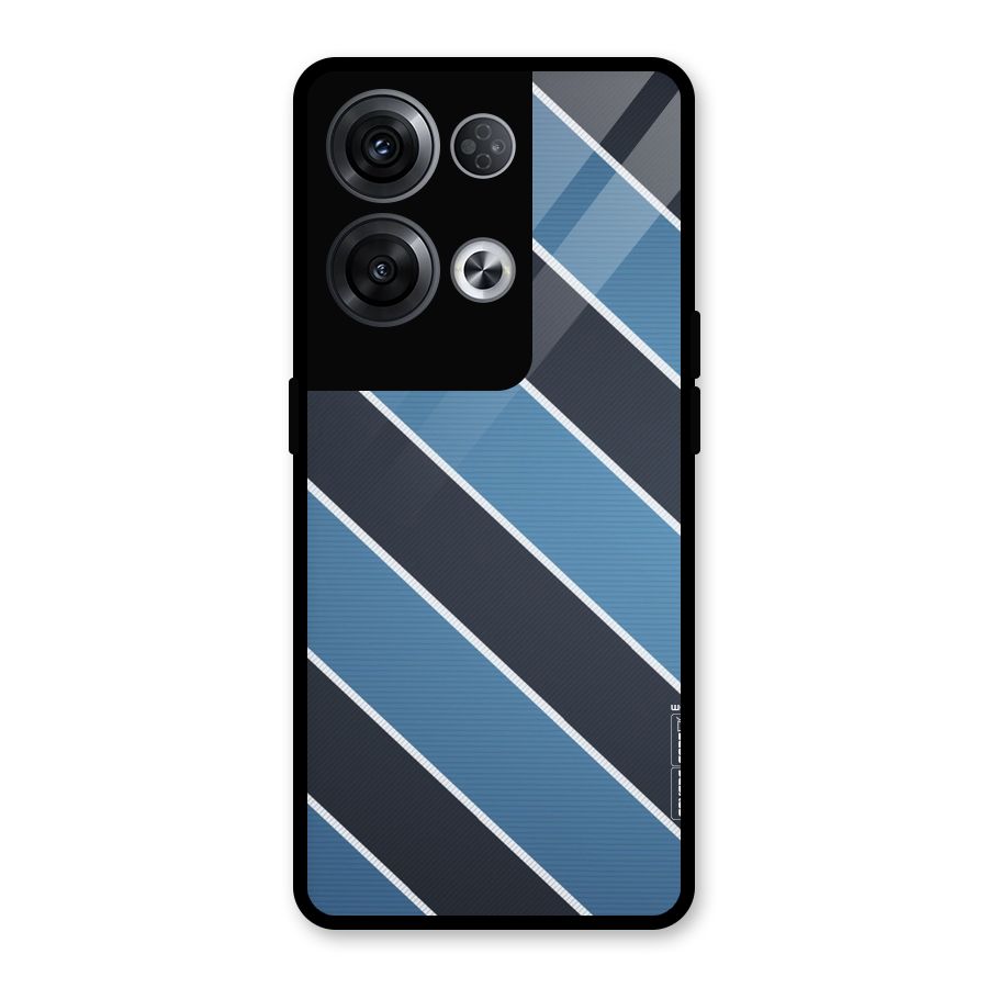 Blue Black Stripes Glass Back Case for Oppo Reno8 Pro 5G