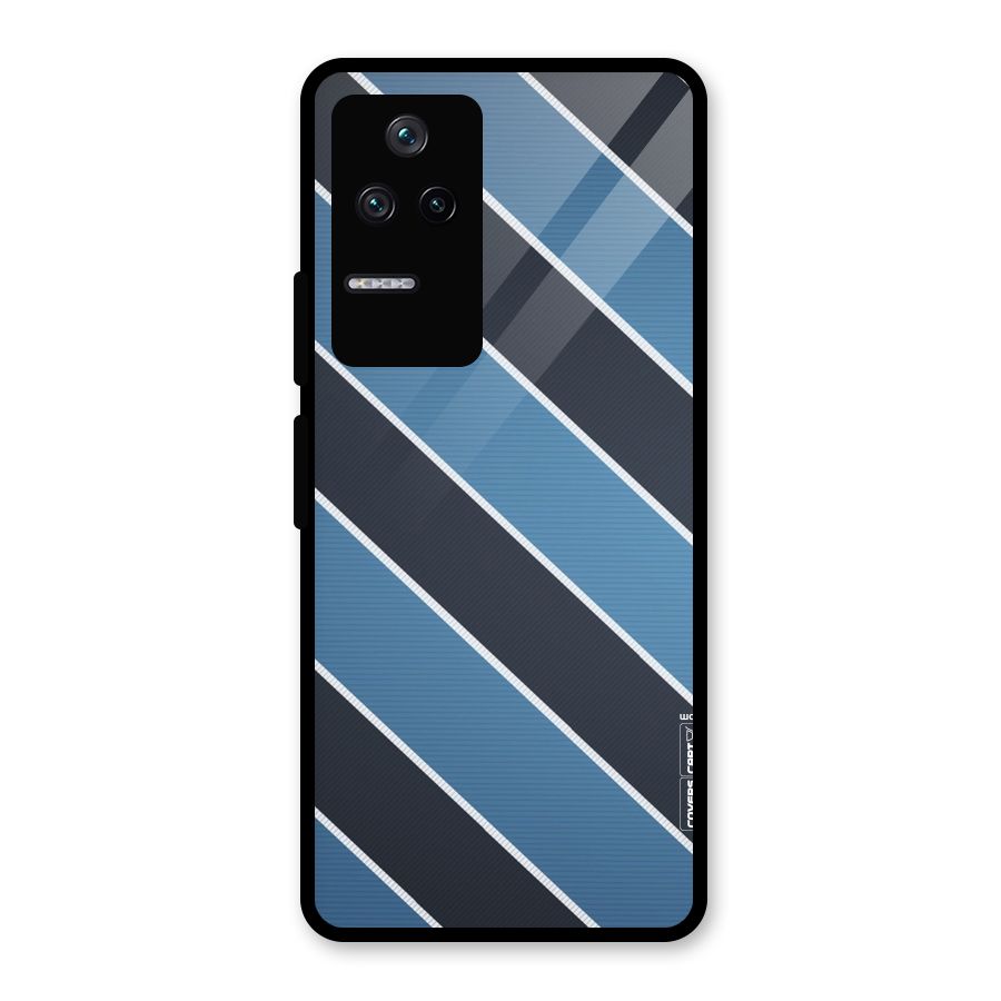 Blue Black Stripes Glass Back Case for Poco F4 5G