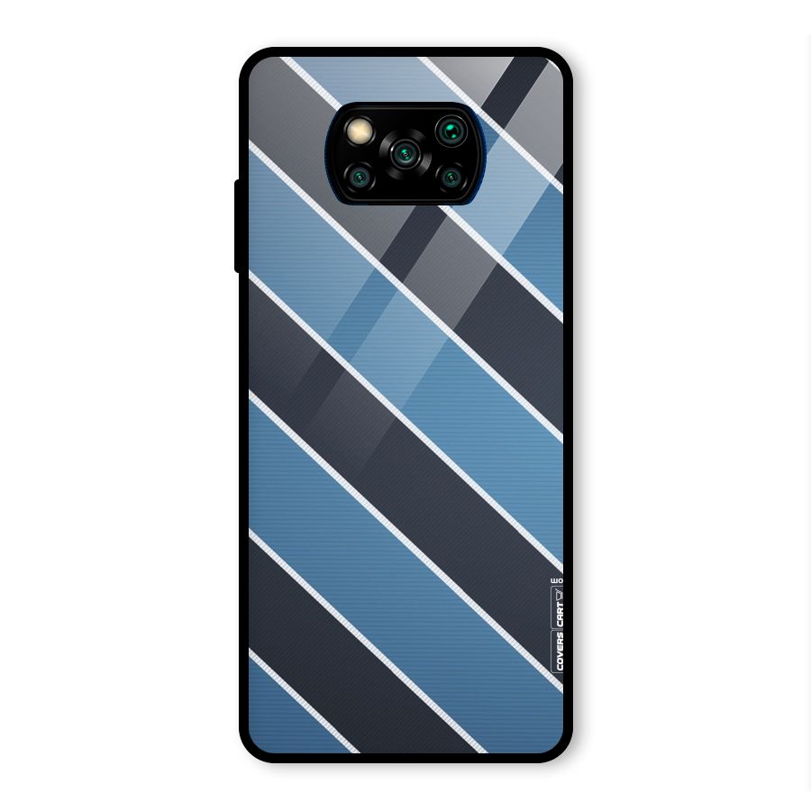 Blue Black Stripes Glass Back Case for Poco X3 Pro