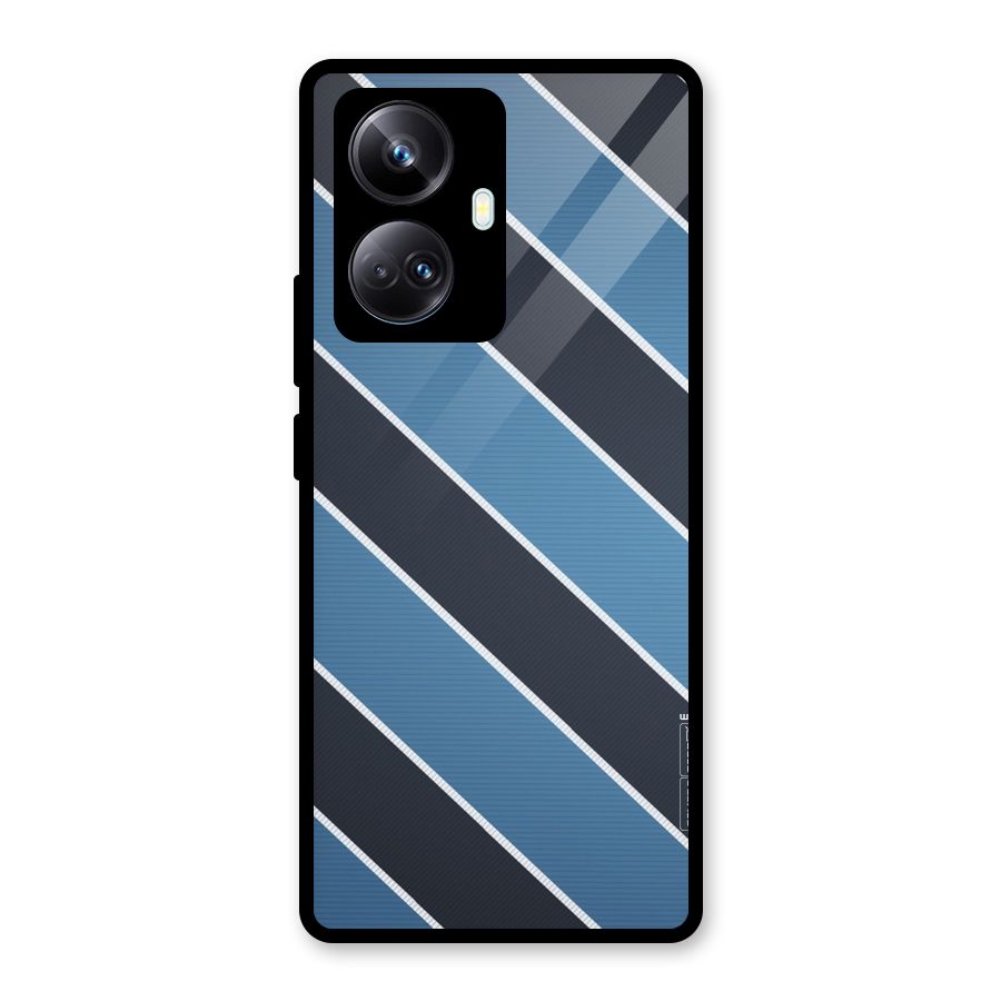 Blue Black Stripes Glass Back Case for Realme 10 Pro Plus