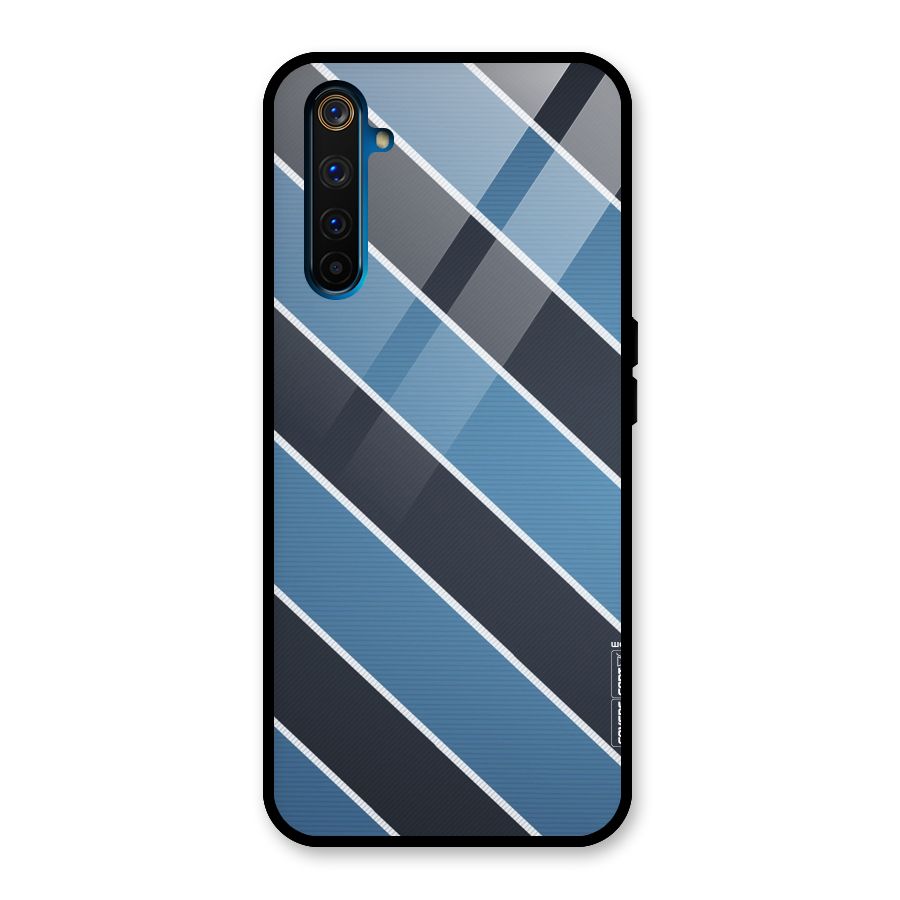 Blue Black Stripes Glass Back Case for Realme 6 Pro
