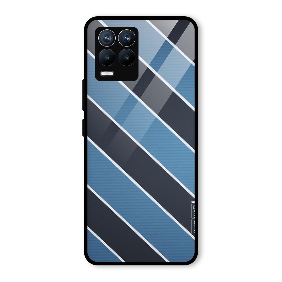 Blue Black Stripes Glass Back Case for Realme 8 Pro