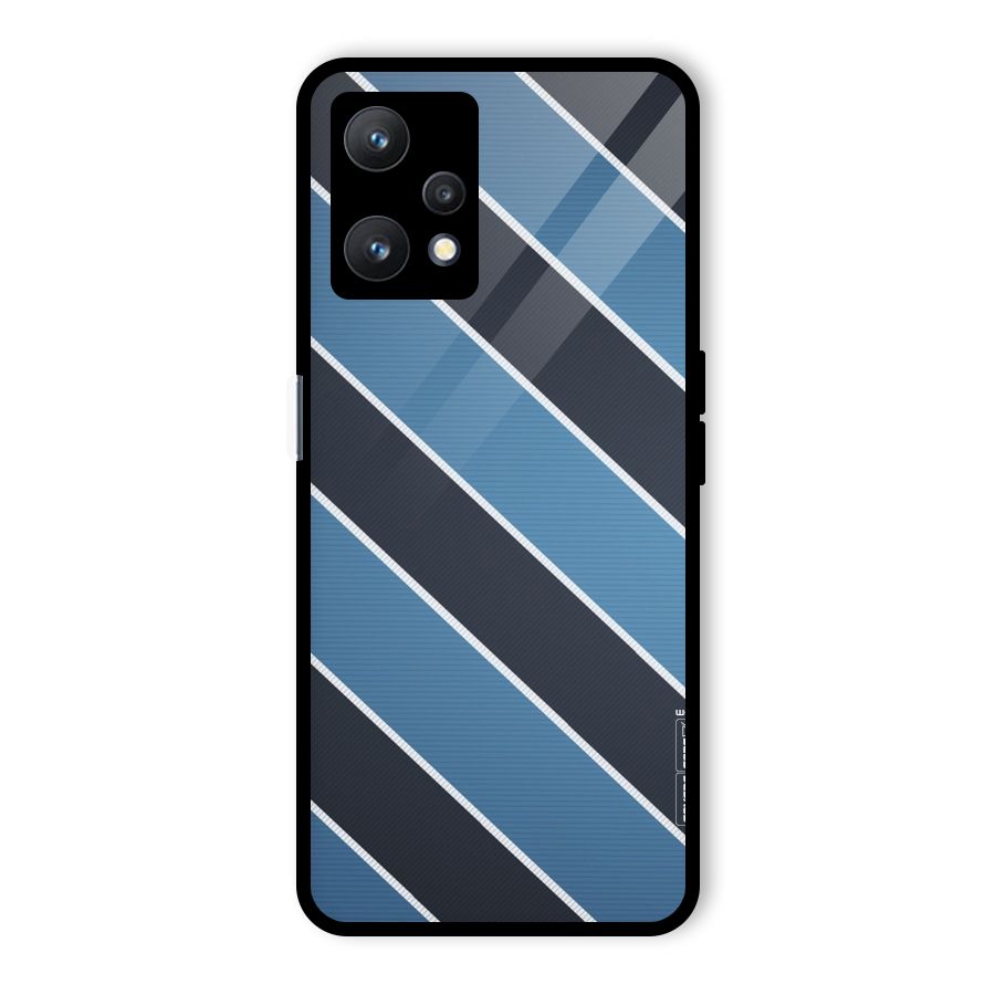 Blue Black Stripes Glass Back Case for Realme 9 Pro 5G