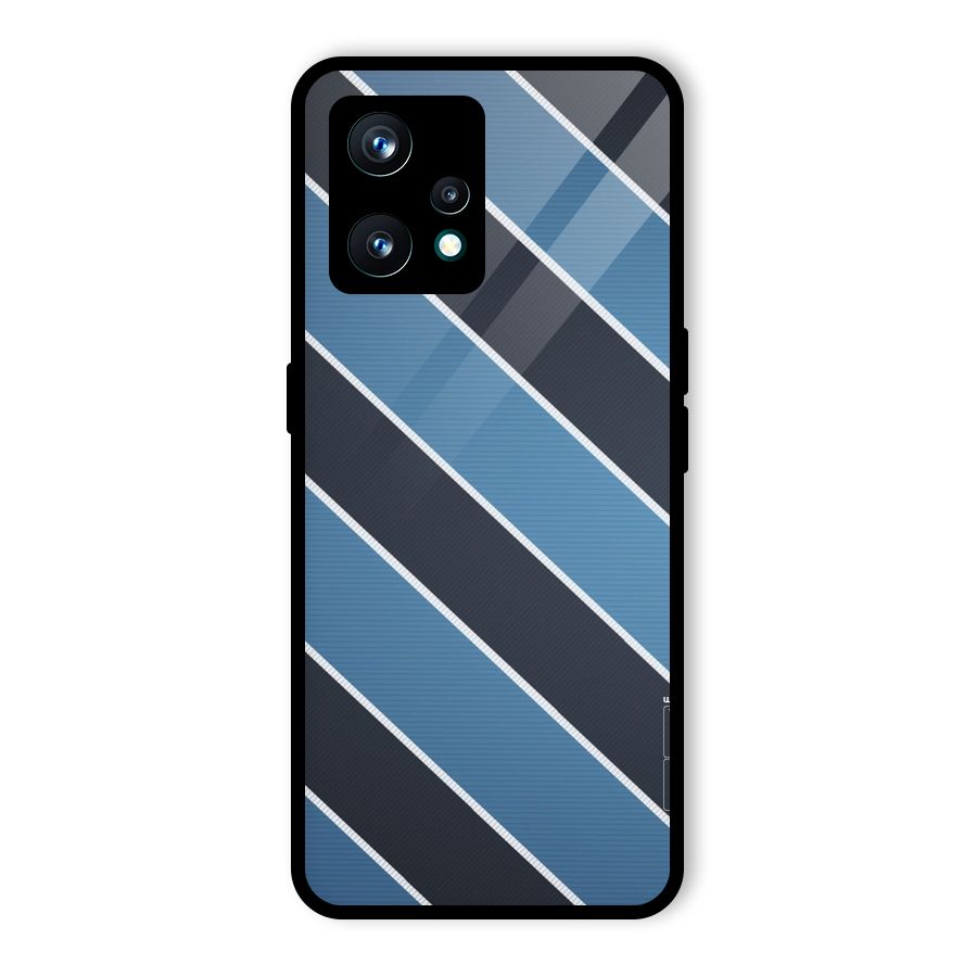 Blue Black Stripes Glass Back Case for Realme 9 Pro Plus 5G