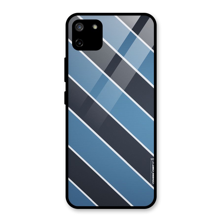 Blue Black Stripes Glass Back Case for Realme C11