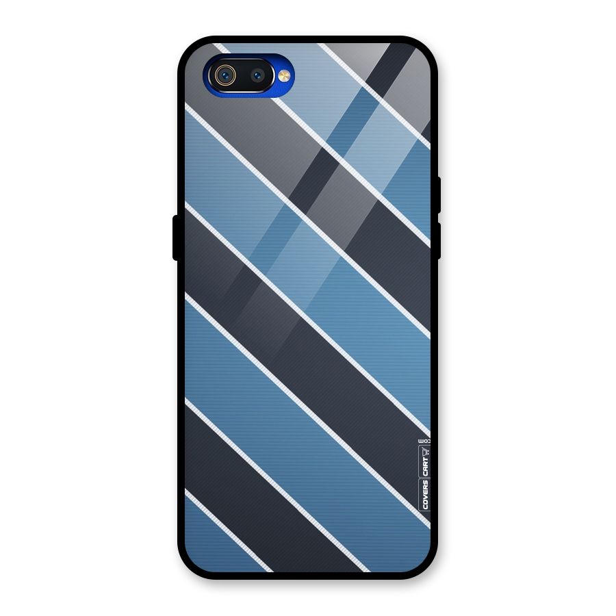 Blue Black Stripes Glass Back Case for Realme C2