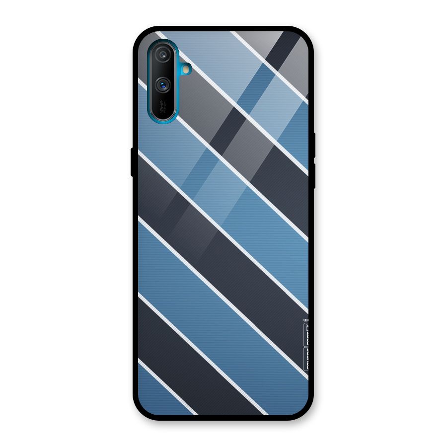 Blue Black Stripes Glass Back Case for Realme C3