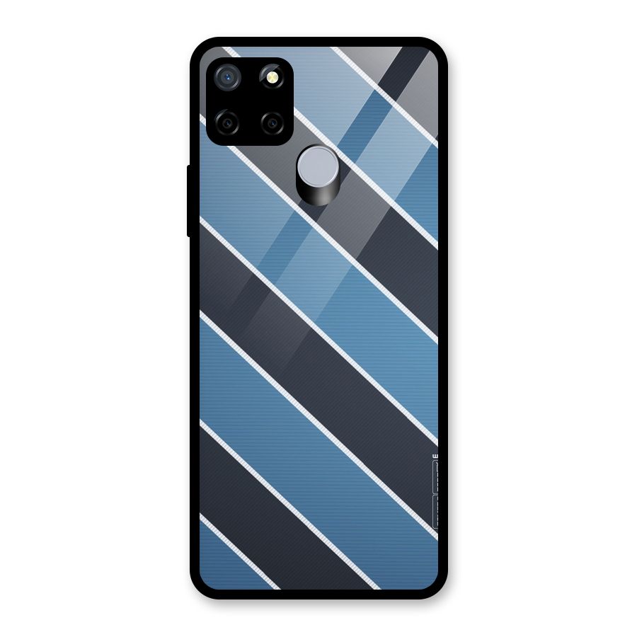 Blue Black Stripes Glass Back Case for Realme Narzo 20