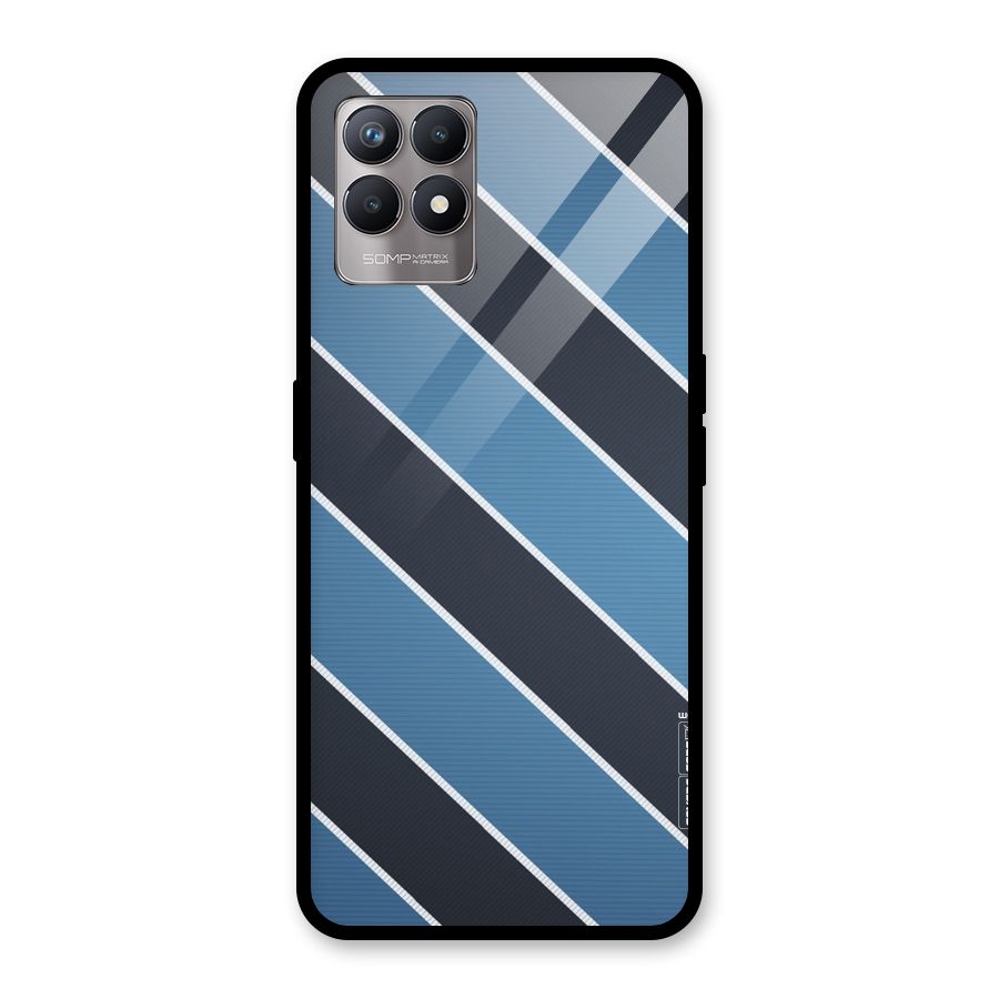 Blue Black Stripes Glass Back Case for Realme Narzo 50