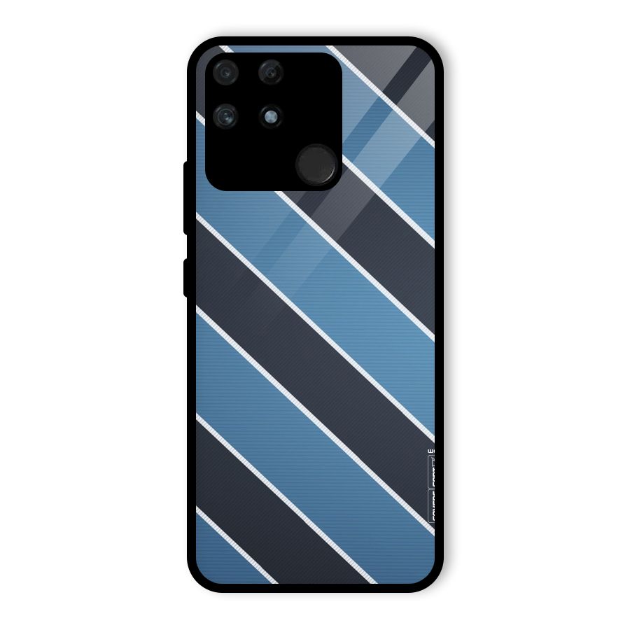Blue Black Stripes Glass Back Case for Realme Narzo 50A