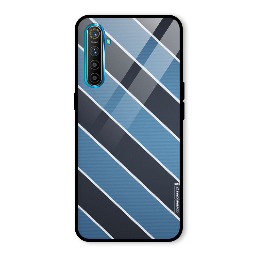 Blue Black Stripes Glass Back Case for Realme X2