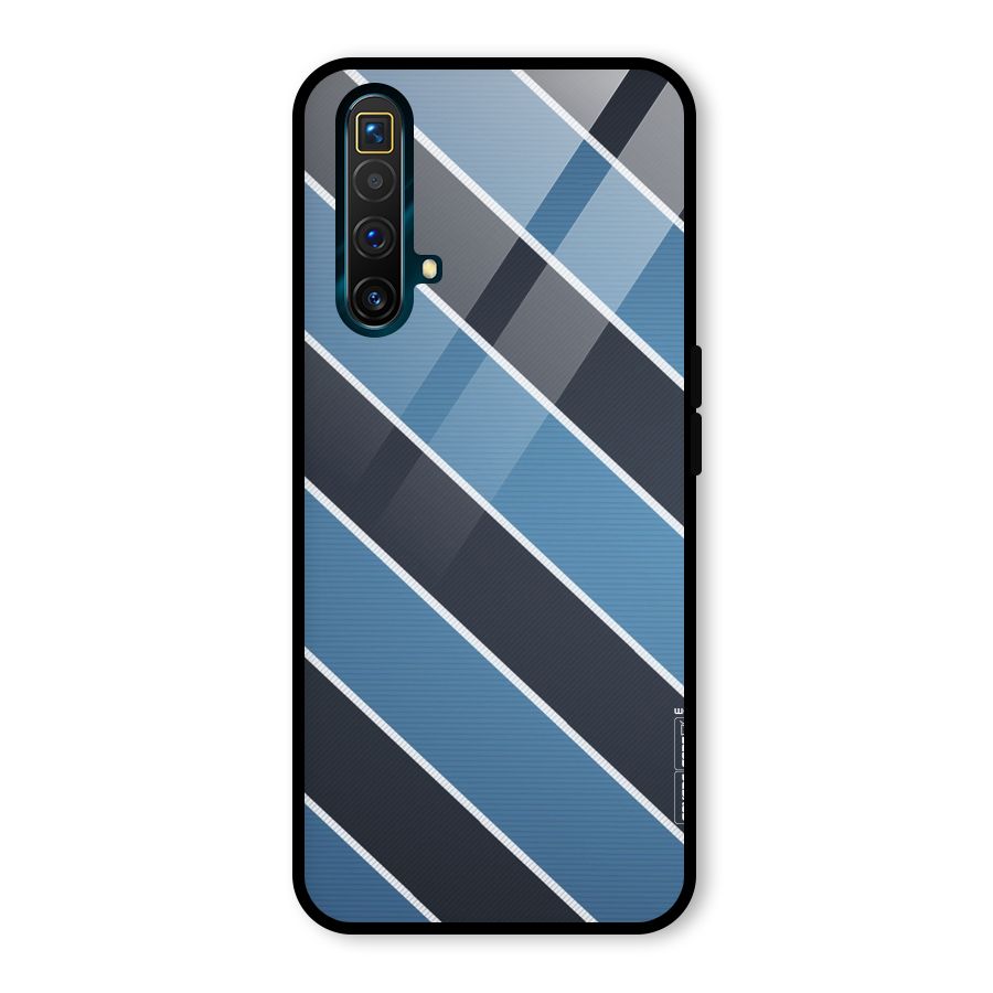 Blue Black Stripes Glass Back Case for Realme X3