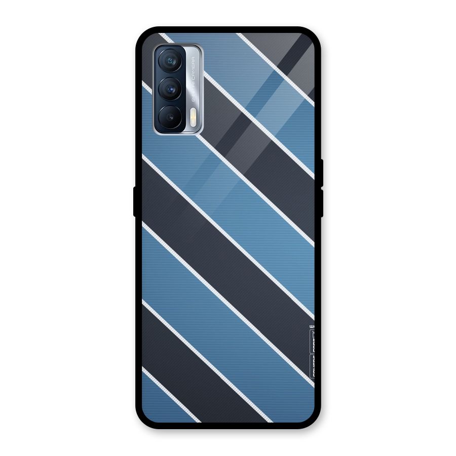 Blue Black Stripes Glass Back Case for Realme X7