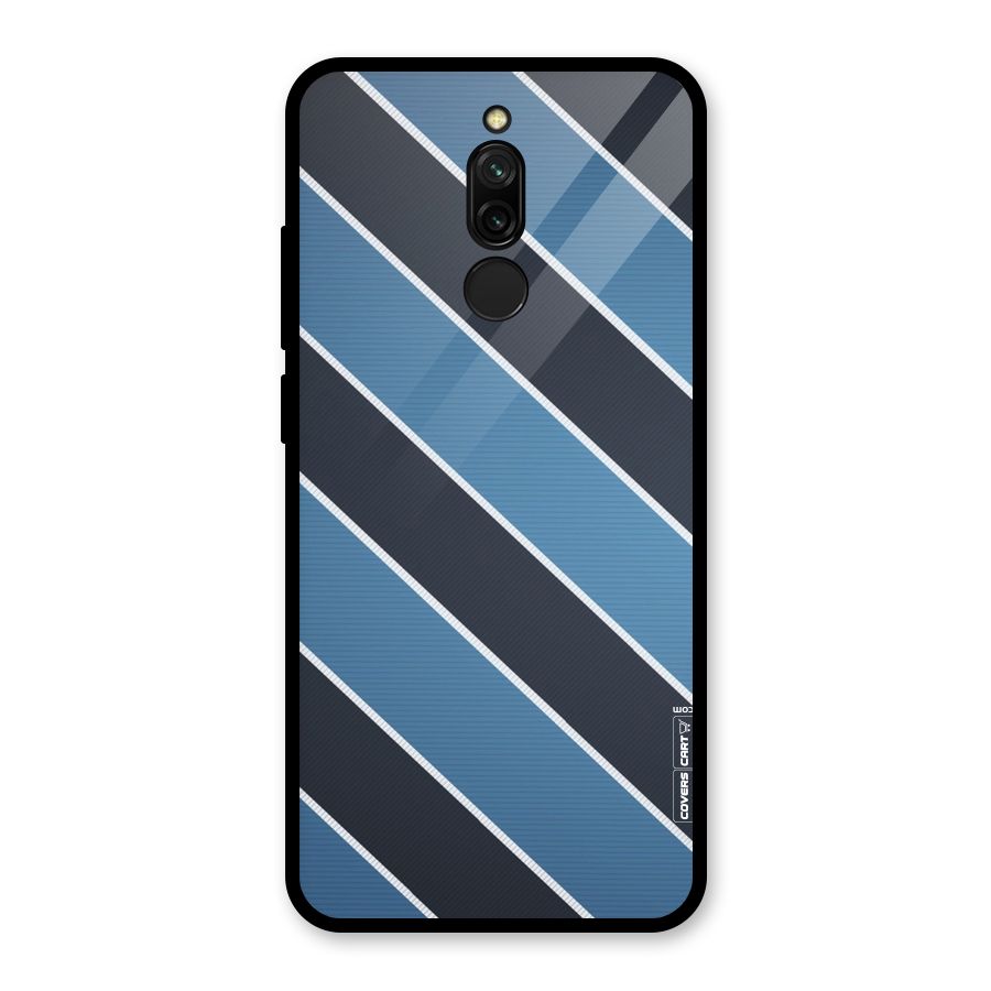 Blue Black Stripes Glass Back Case for Redmi 8