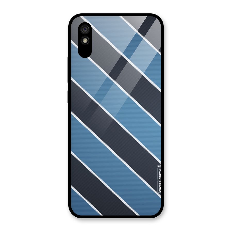Blue Black Stripes Glass Back Case for Redmi 9A