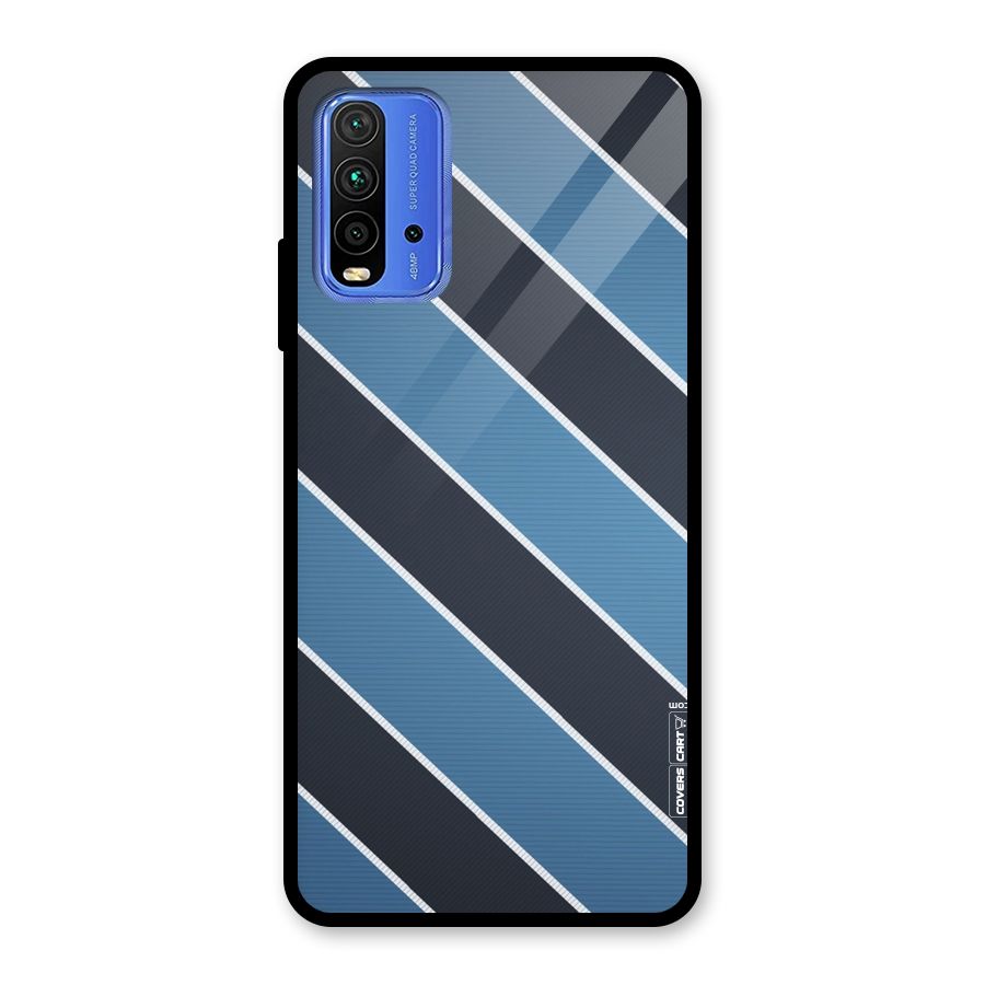 Blue Black Stripes Glass Back Case for Redmi 9 Power