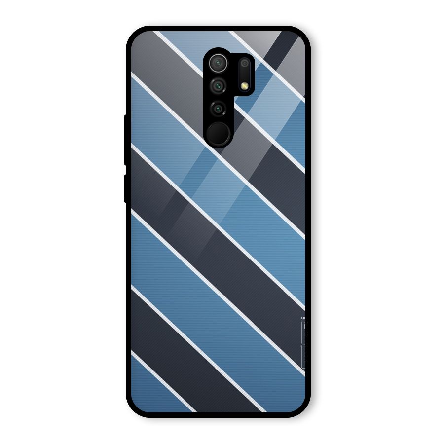 Blue Black Stripes Glass Back Case for Redmi 9 Prime