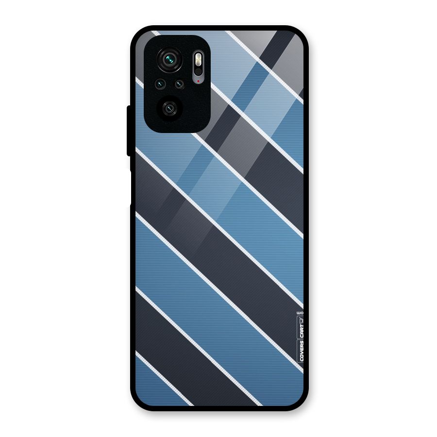 Blue Black Stripes Glass Back Case for Redmi Note 10S