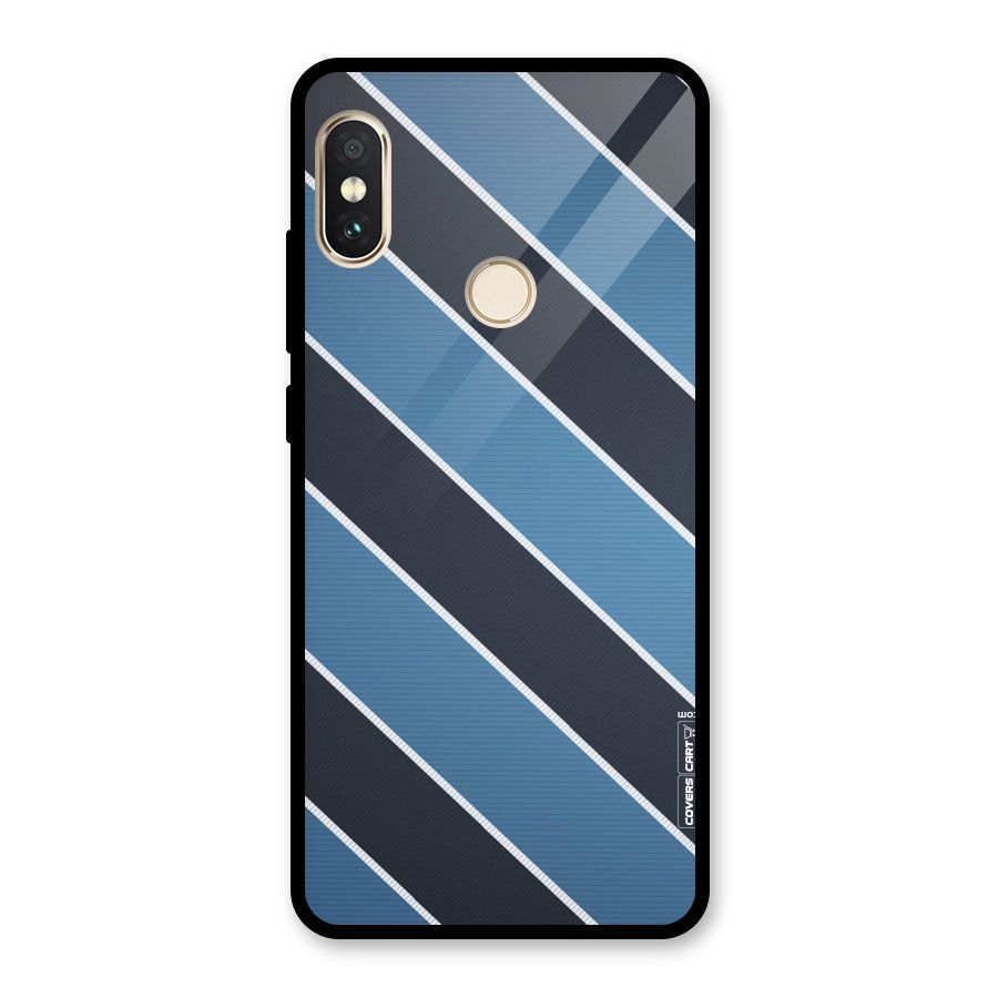 Blue Black Stripes Glass Back Case for Redmi Note 5 Pro