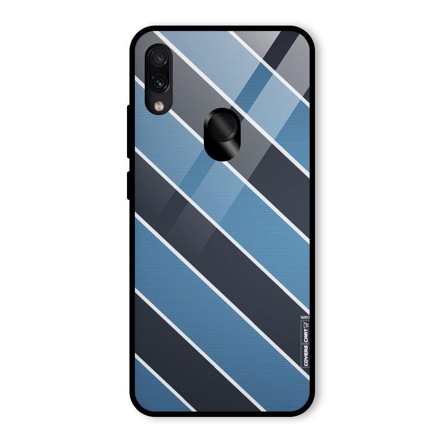 Blue Black Stripes Glass Back Case for Redmi Note 7 Pro