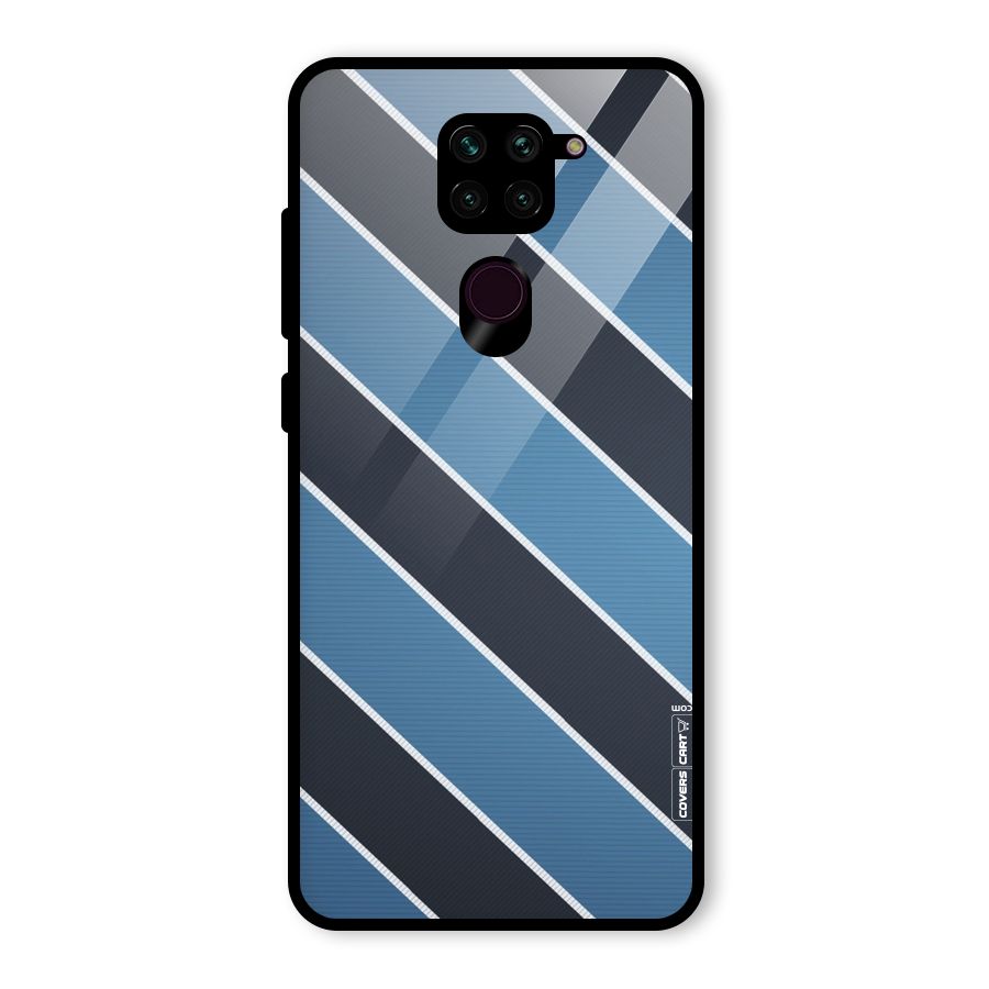 Blue Black Stripes Glass Back Case for Redmi Note 9