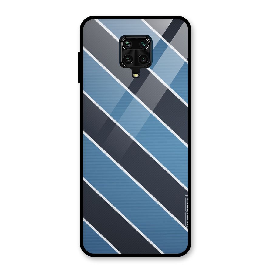 Blue Black Stripes Glass Back Case for Redmi Note 9 Pro