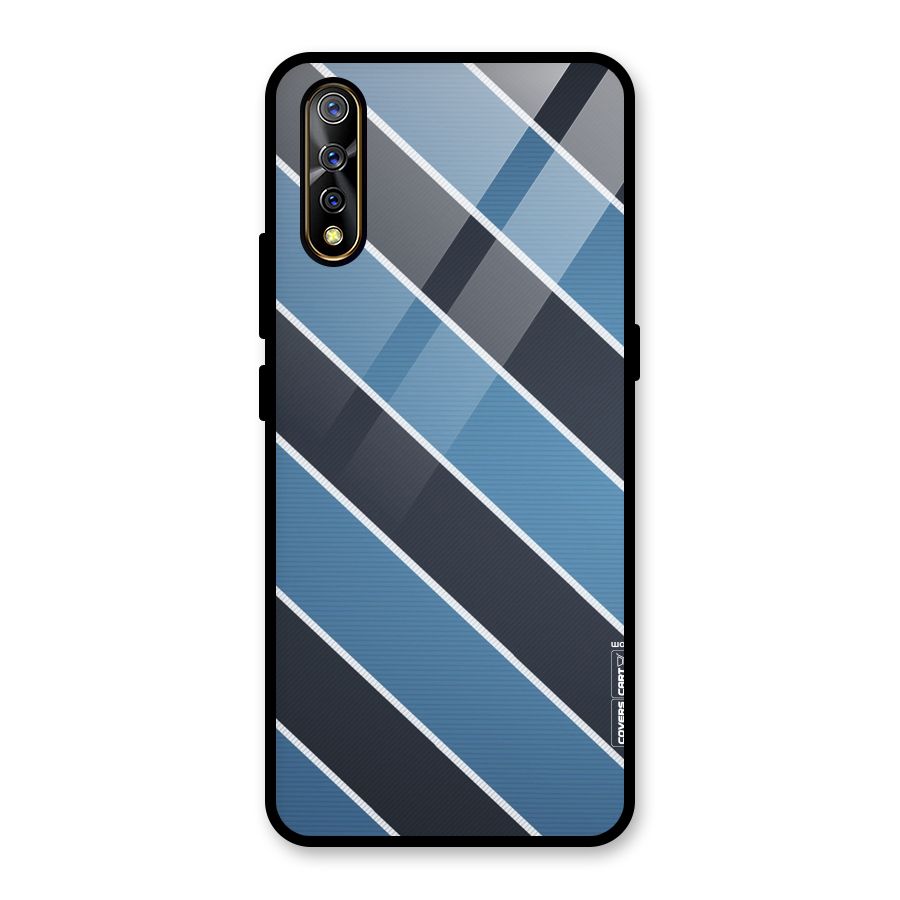 Blue Black Stripes Glass Back Case for Vivo S1