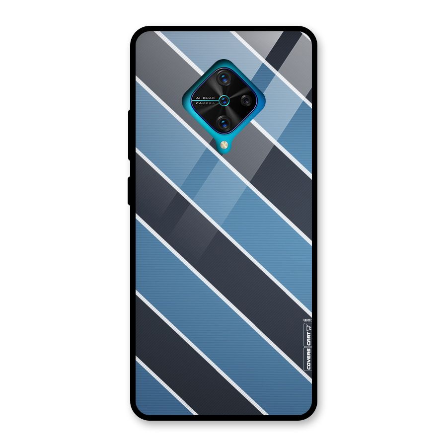 Blue Black Stripes Glass Back Case for Vivo S1 Pro