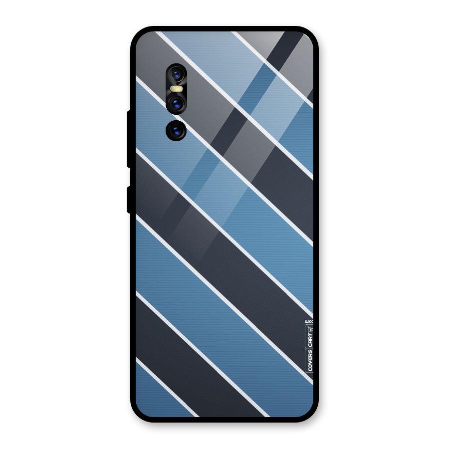 Blue Black Stripes Glass Back Case for Vivo V15 Pro