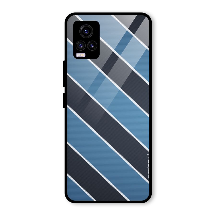 Blue Black Stripes Glass Back Case for Vivo V20