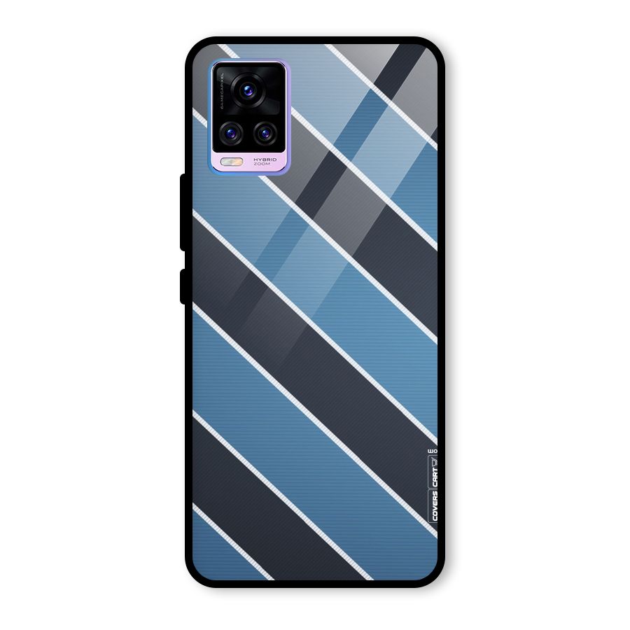 Blue Black Stripes Glass Back Case for Vivo V20 Pro