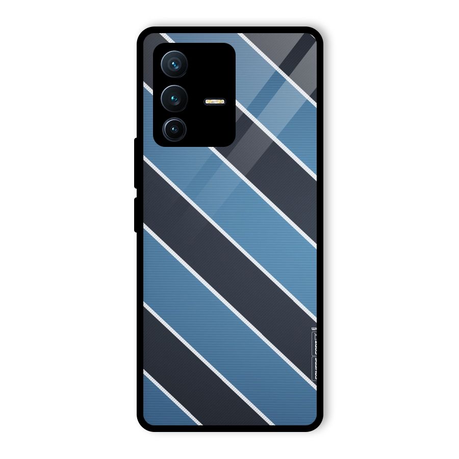 Blue Black Stripes Glass Back Case for Vivo V23 Pro