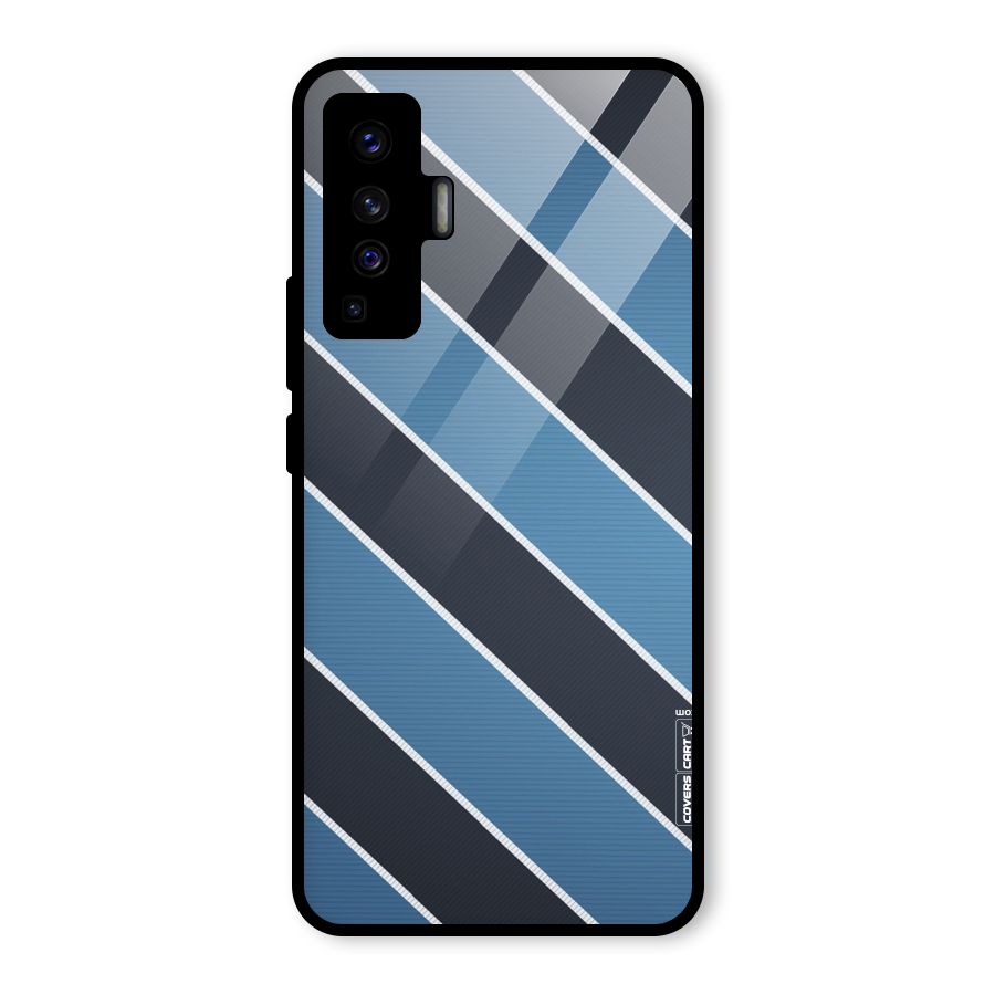 Blue Black Stripes Glass Back Case for Vivo X50