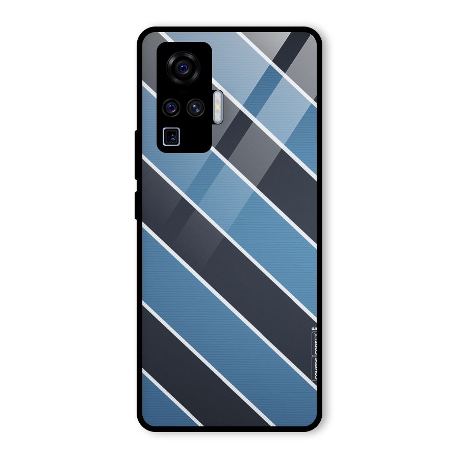 Blue Black Stripes Glass Back Case for Vivo X50 Pro